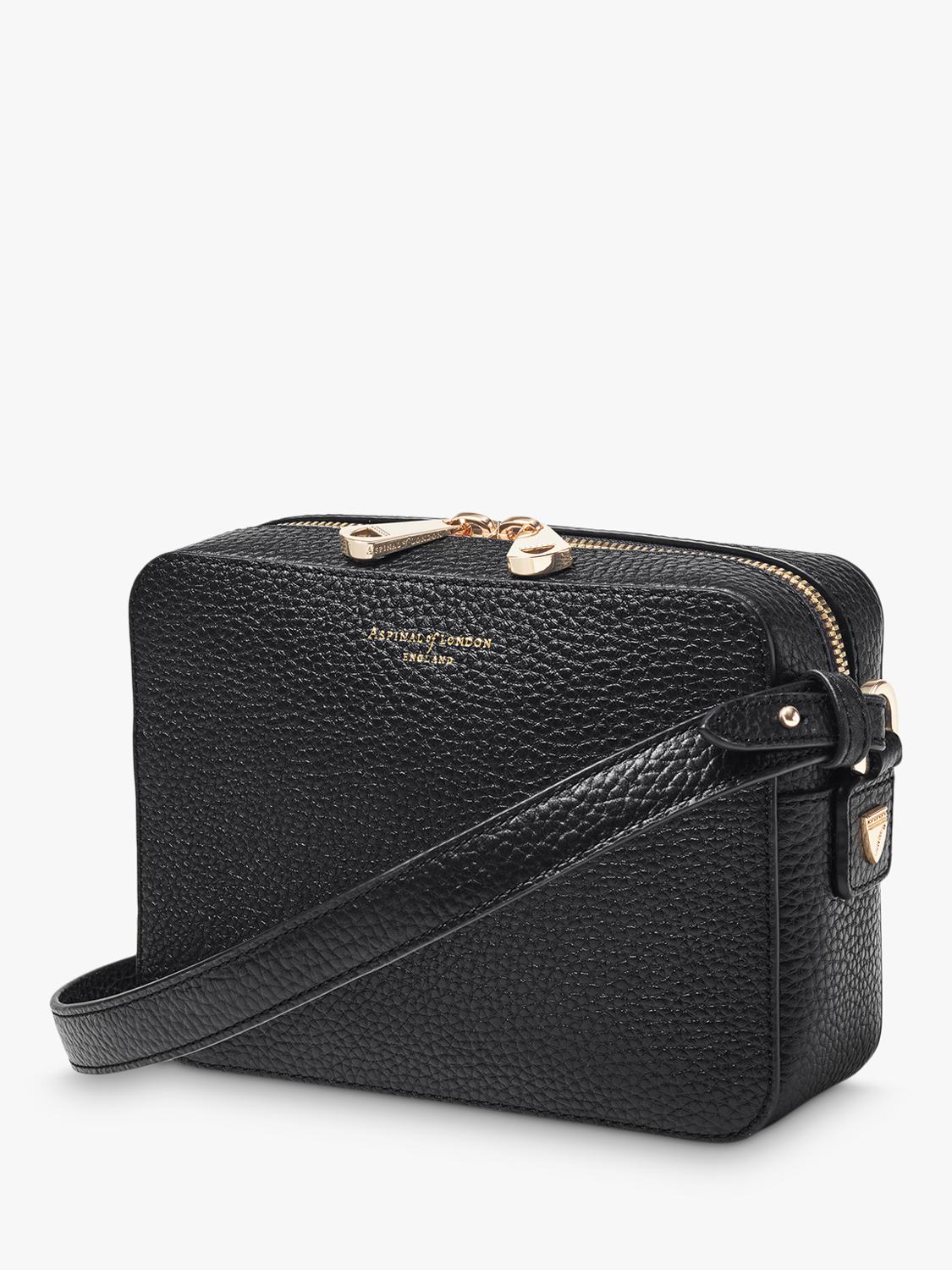 Aspinal of London camera crossbody bag in full-grain leather, UK version