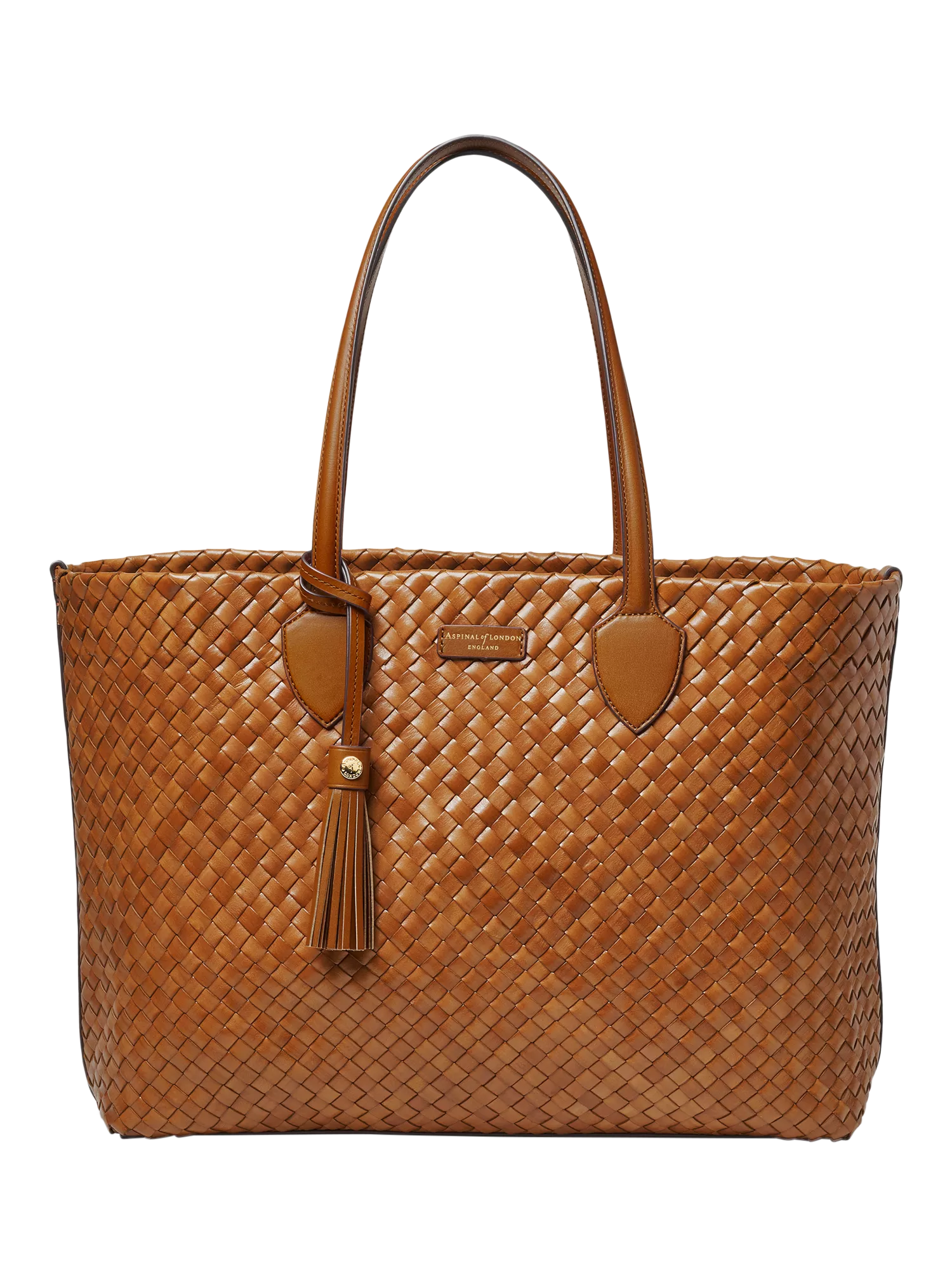 Aspinal of London woven leather tote tan large, UK version