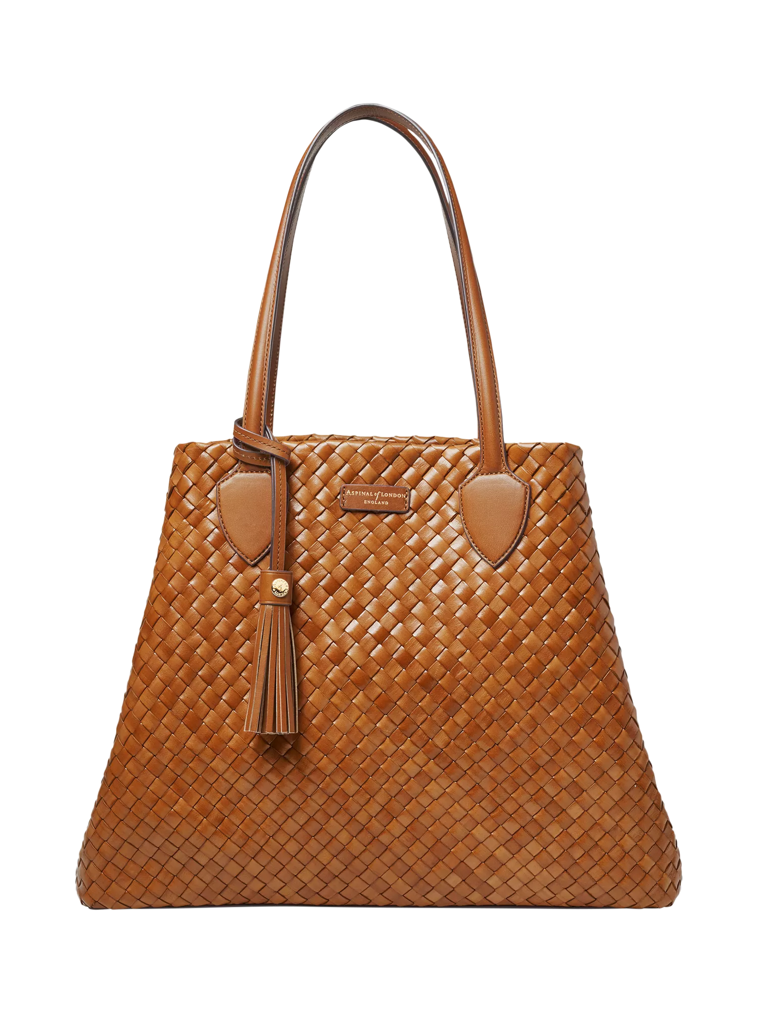 Aspinal of London woven leather tote tan large, UK version