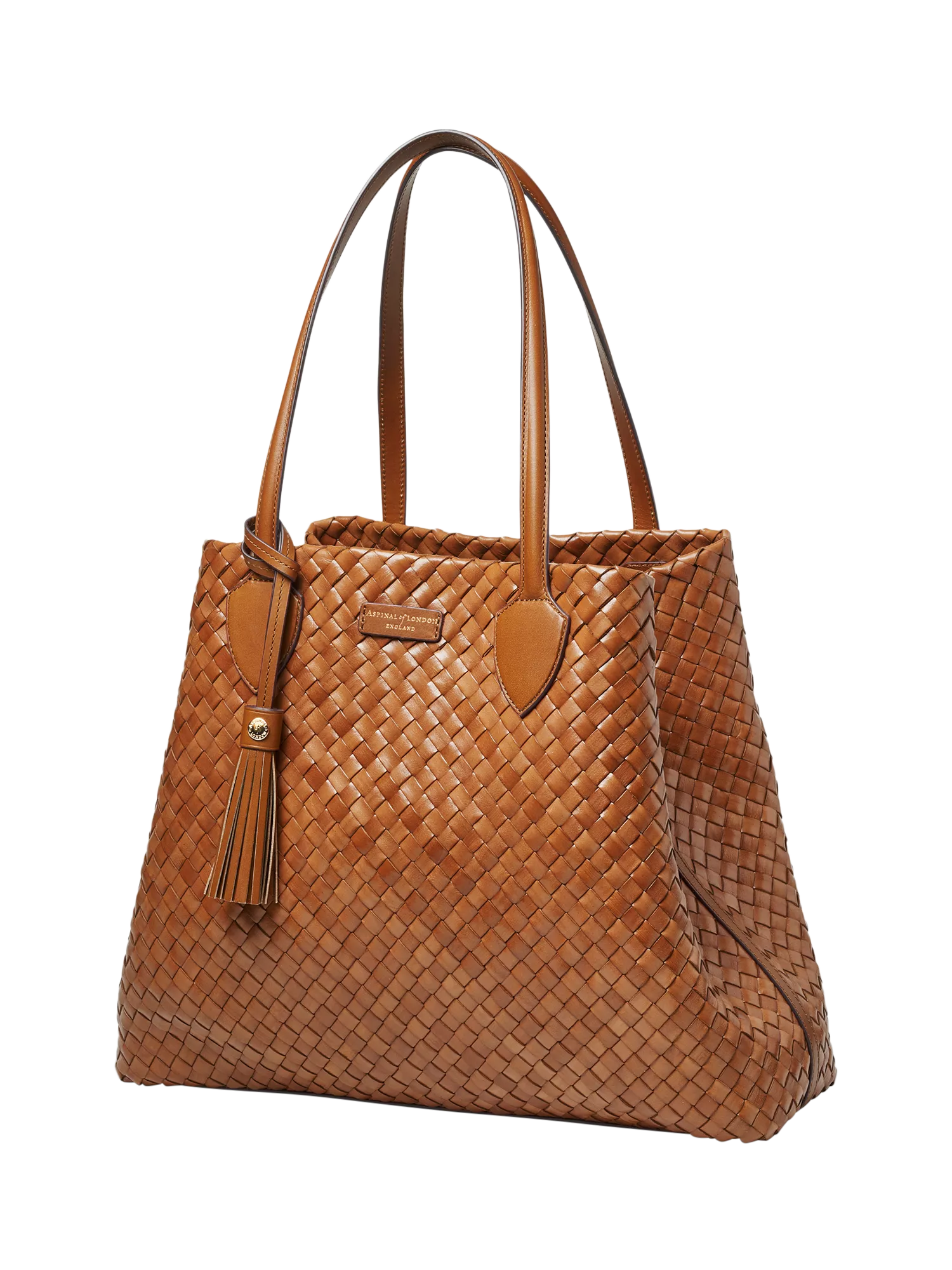 Aspinal of London woven leather tote tan large, UK version