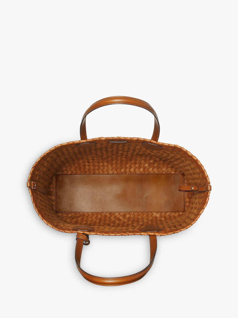 Aspinal of London woven leather tote tan large, UK version