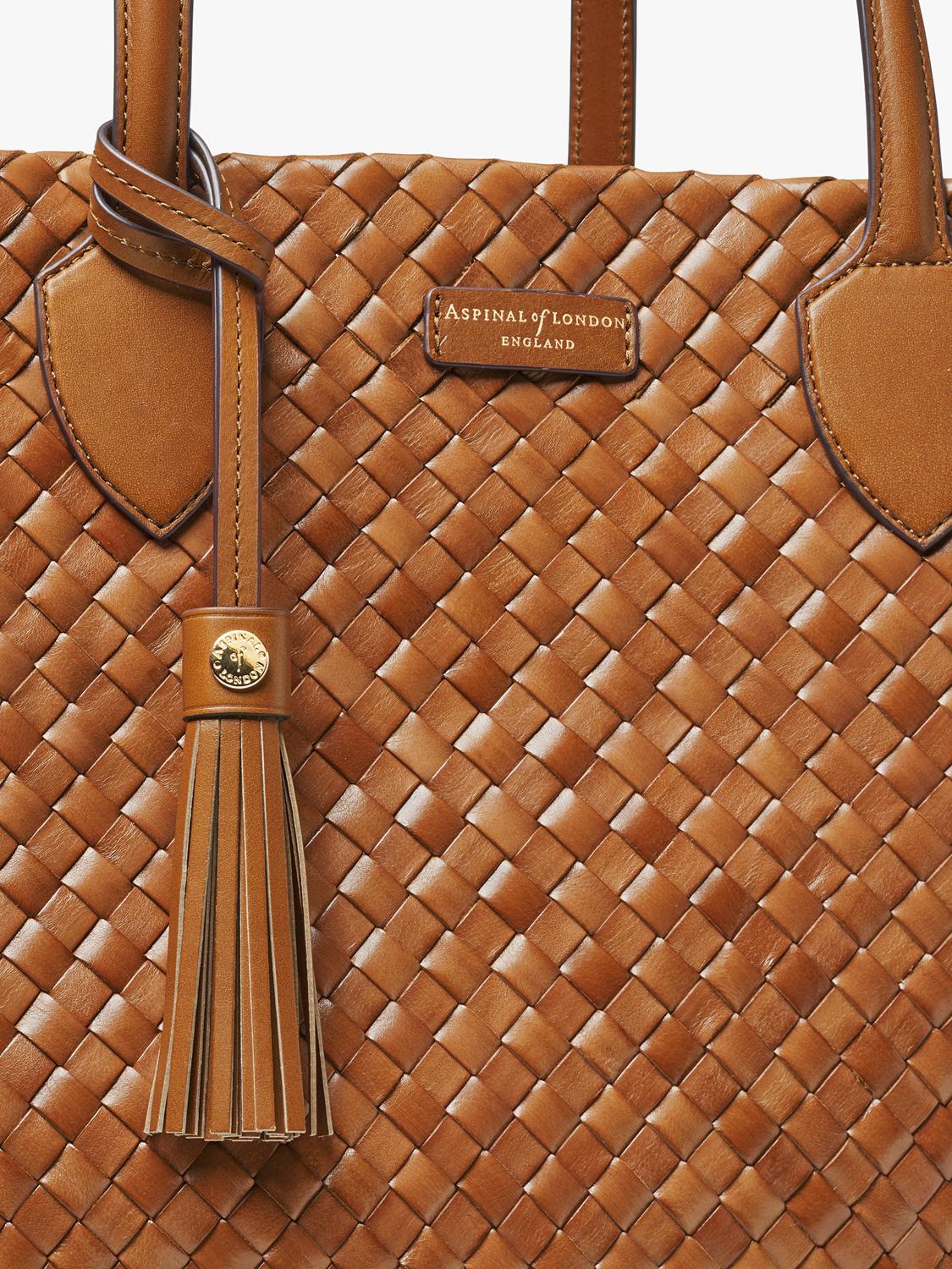 Aspinal of London woven leather tote tan large, UK version