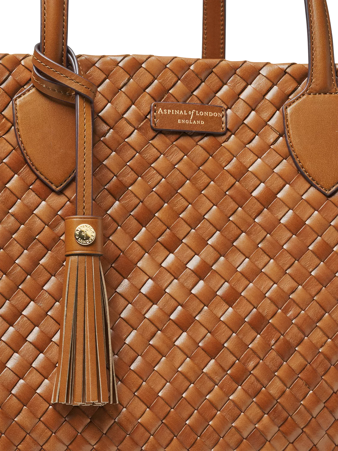 Aspinal of London woven leather tote tan large, UK version