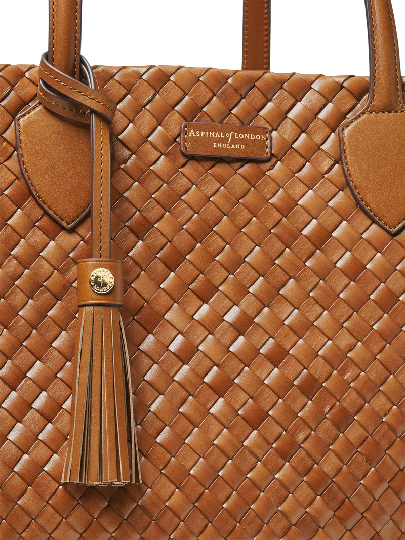 Aspinal of London woven leather tote tan large, UK version