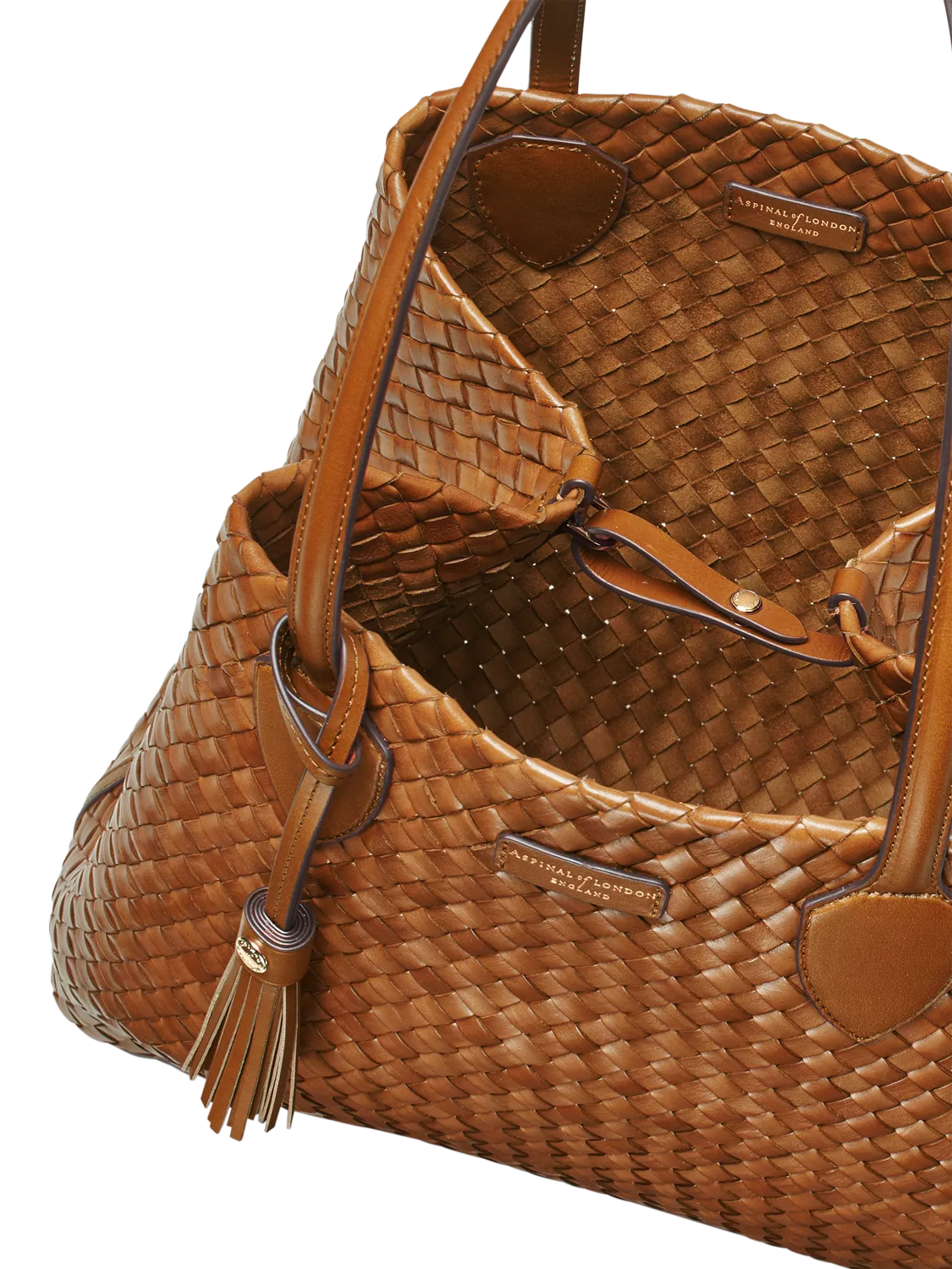 Aspinal of London woven leather tote tan large, UK version