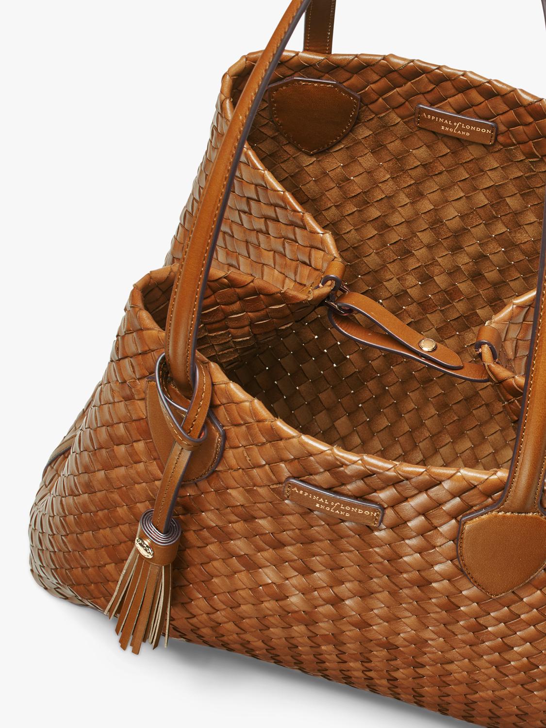 Aspinal of London woven leather tote tan large, UK version