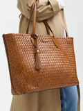 Aspinal of London woven leather tote tan large, UK version
