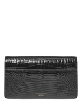 Aspinal of London patent croc clutch bag in black, imported from the UK