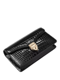 Aspinal of London patent croc clutch bag in black, imported from the UK