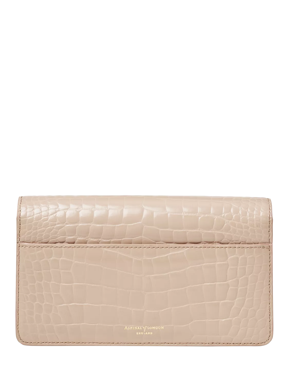 Aspinal of London Mayfair leather patent croc clutch bag taupe - British product