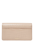 Aspinal of London Mayfair leather patent croc clutch bag taupe - British product