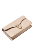 Aspinal of London Mayfair leather patent croc clutch bag taupe - British product