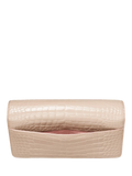 Aspinal of London Mayfair leather patent croc clutch bag taupe - British product