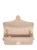 Aspinal of London Mayfair leather patent croc clutch bag taupe - British product