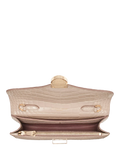 Aspinal of London Mayfair leather patent croc clutch bag taupe - British product