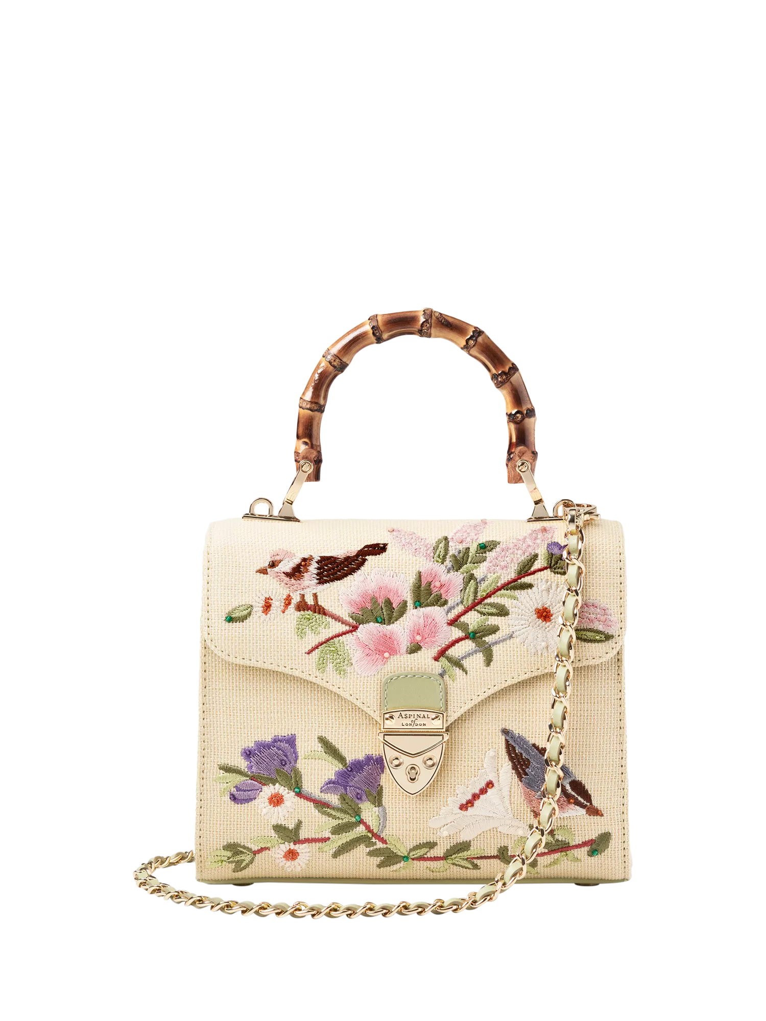 Aspinal of London Mayfair Midi embroidered grab bag, imported from the UK