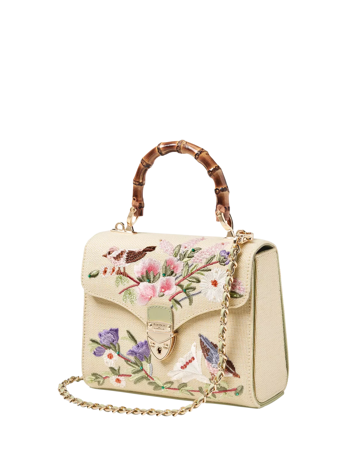 Aspinal of London Mayfair Midi embroidered grab bag, imported from the UK