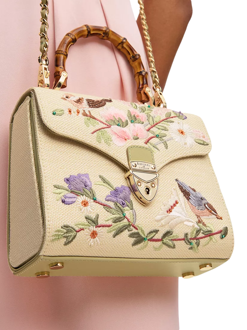 Aspinal of London Mayfair Midi embroidered grab bag, imported from the UK