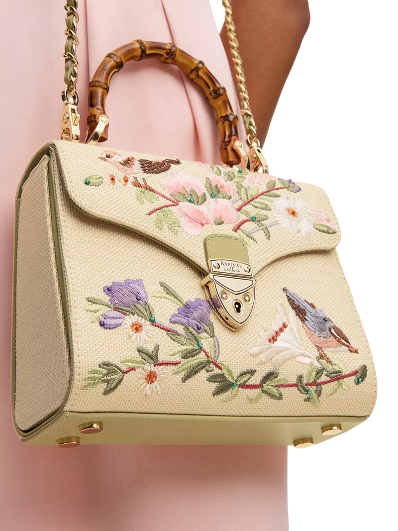 Aspinal of London Mayfair Midi embroidered grab bag, imported from the UK