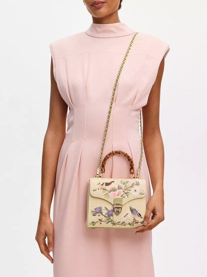 Aspinal of London Mayfair Midi embroidered grab bag, imported from the UK
