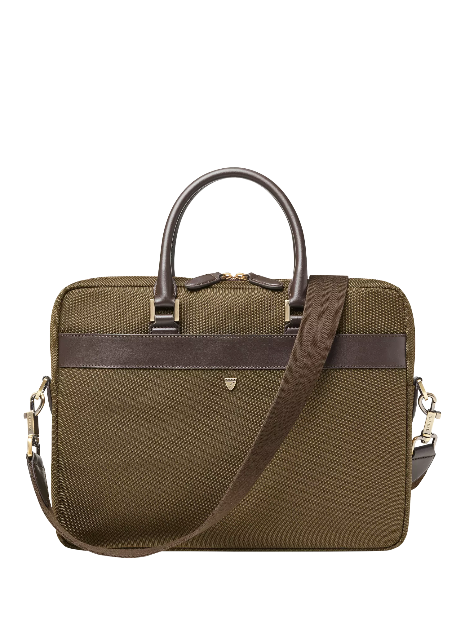 Aspinal of London slim briefcase in khaki, UK version