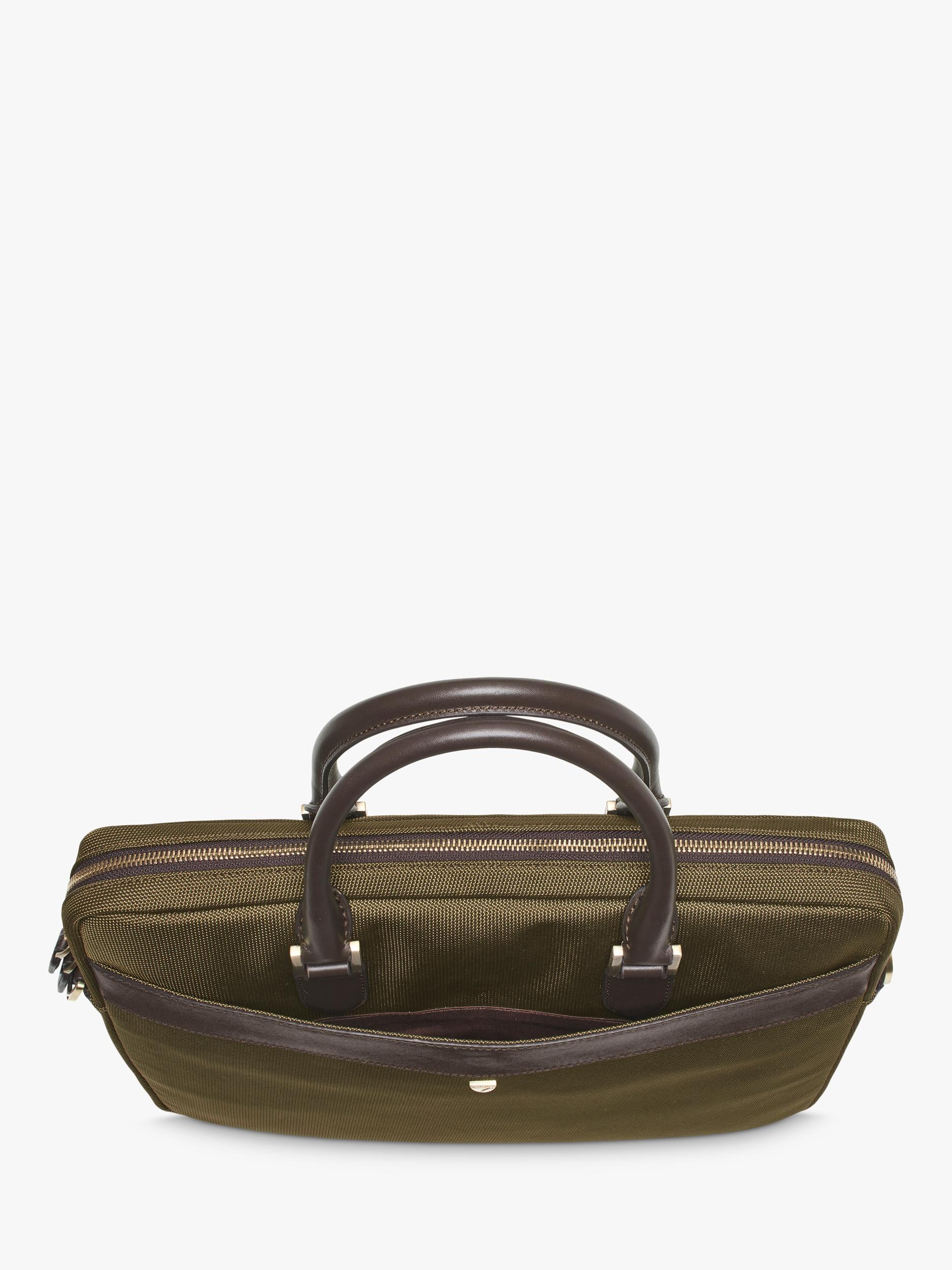 Aspinal of London slim briefcase in khaki, UK version