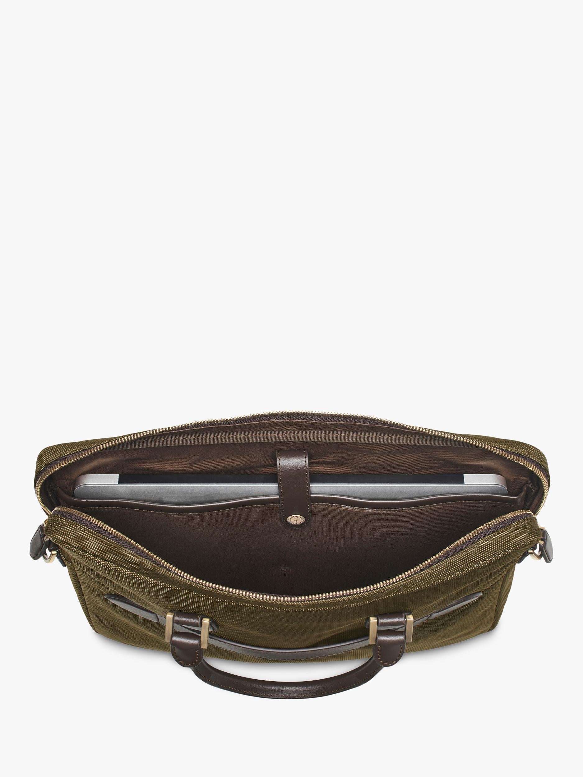 Aspinal of London slim briefcase in khaki, UK version