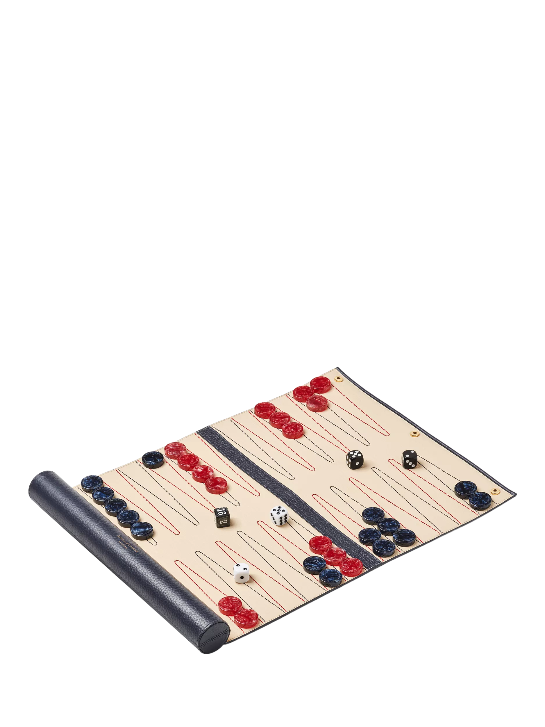 Aspinal of London travel backgammon set navy leather - British product