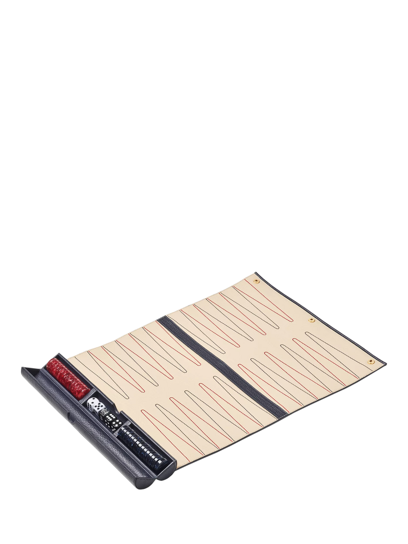 Aspinal of London travel backgammon set navy leather - British product
