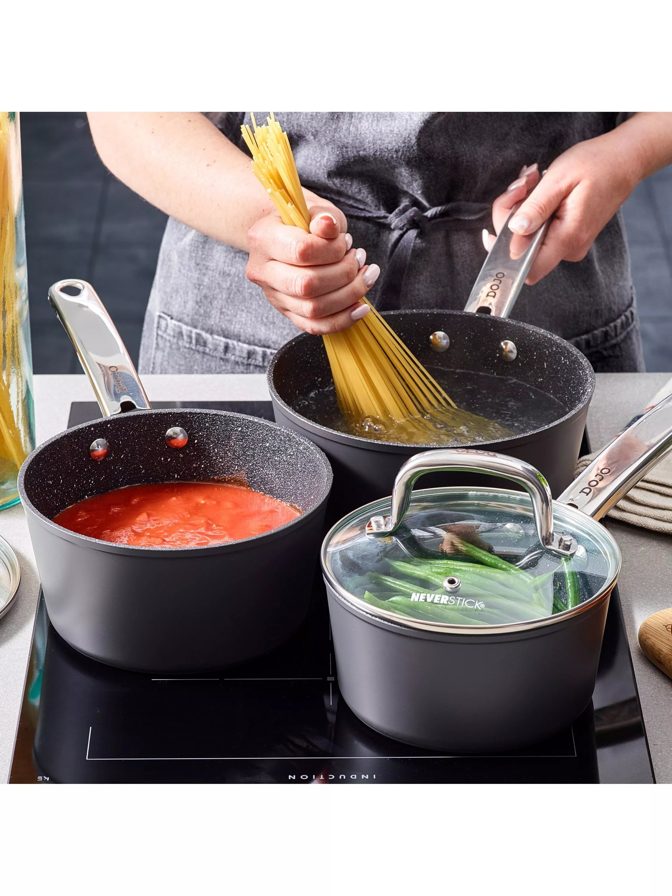 Dojo Neverstick saucepan set 16cm, 18cm, 20cm - British product