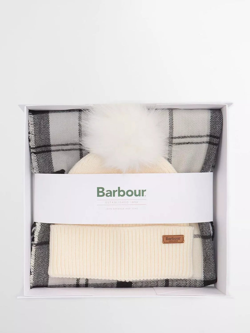 Barbour Dover beanie hat and Hailes scarf gift set (British brand)