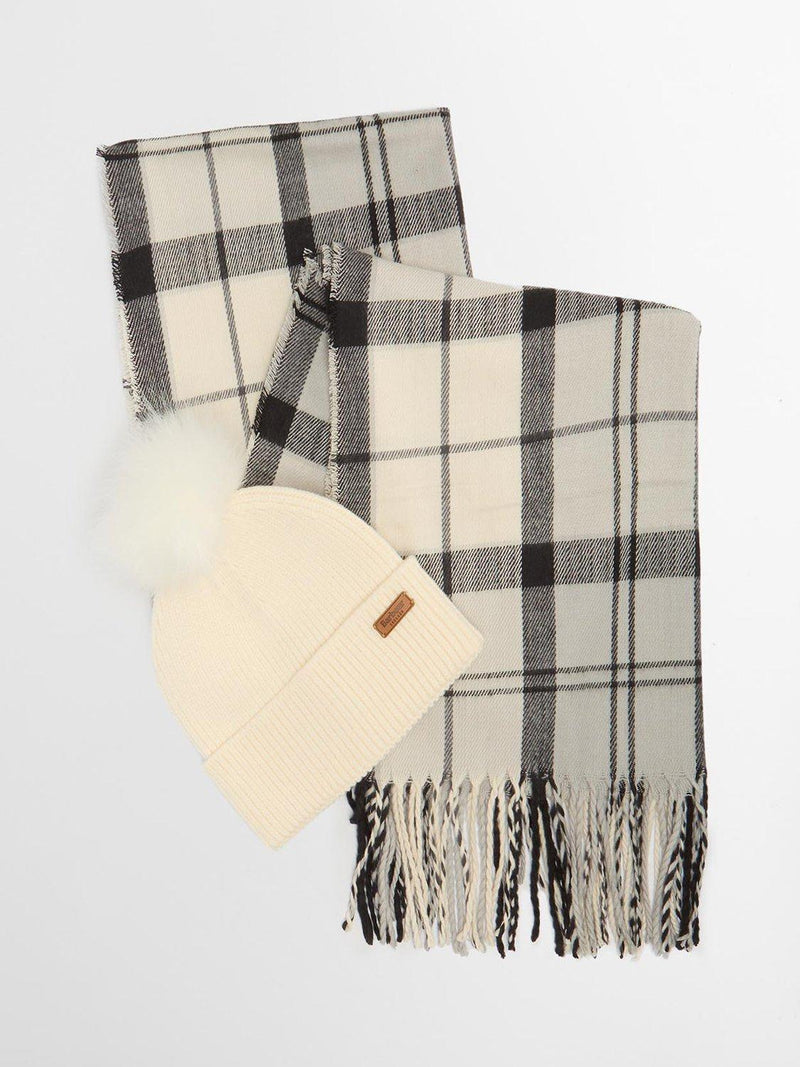 Barbour Dover beanie hat and Hailes scarf gift set (British brand)