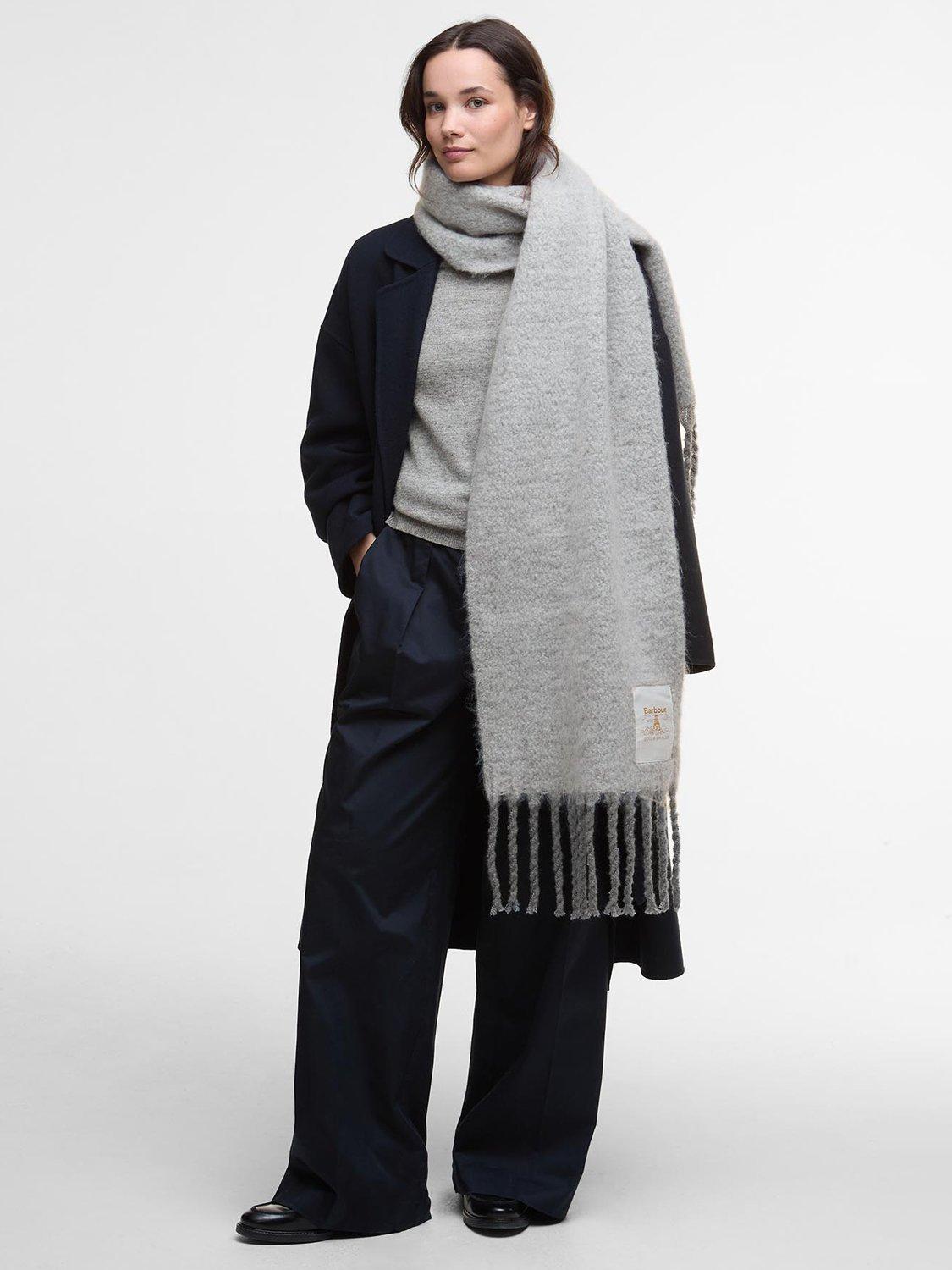 Barbour Ellison scarf light grey 180cm, imported from the UK