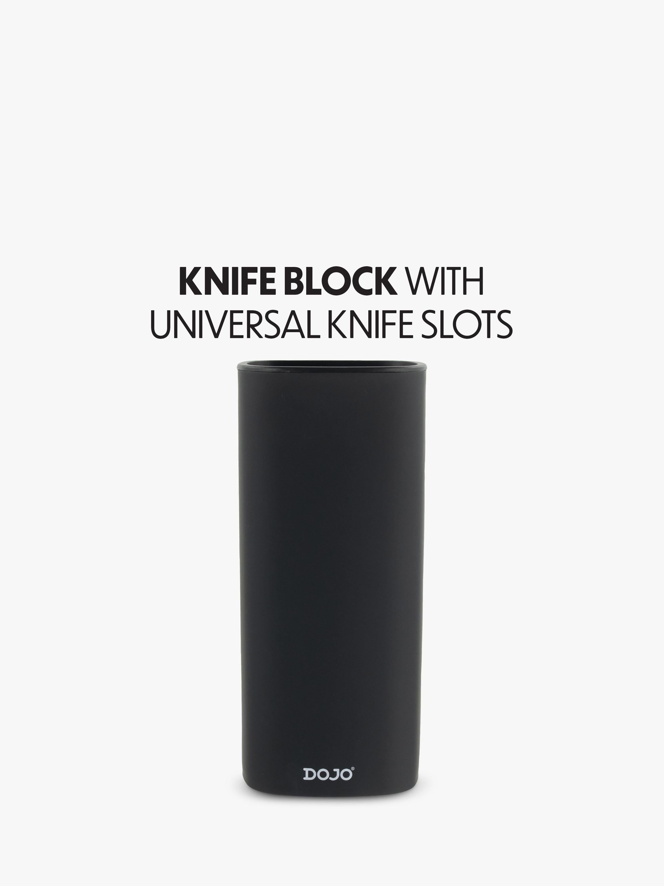Dojo Yumi universal knife block with 5 non-stick kitchen knives (British brand)