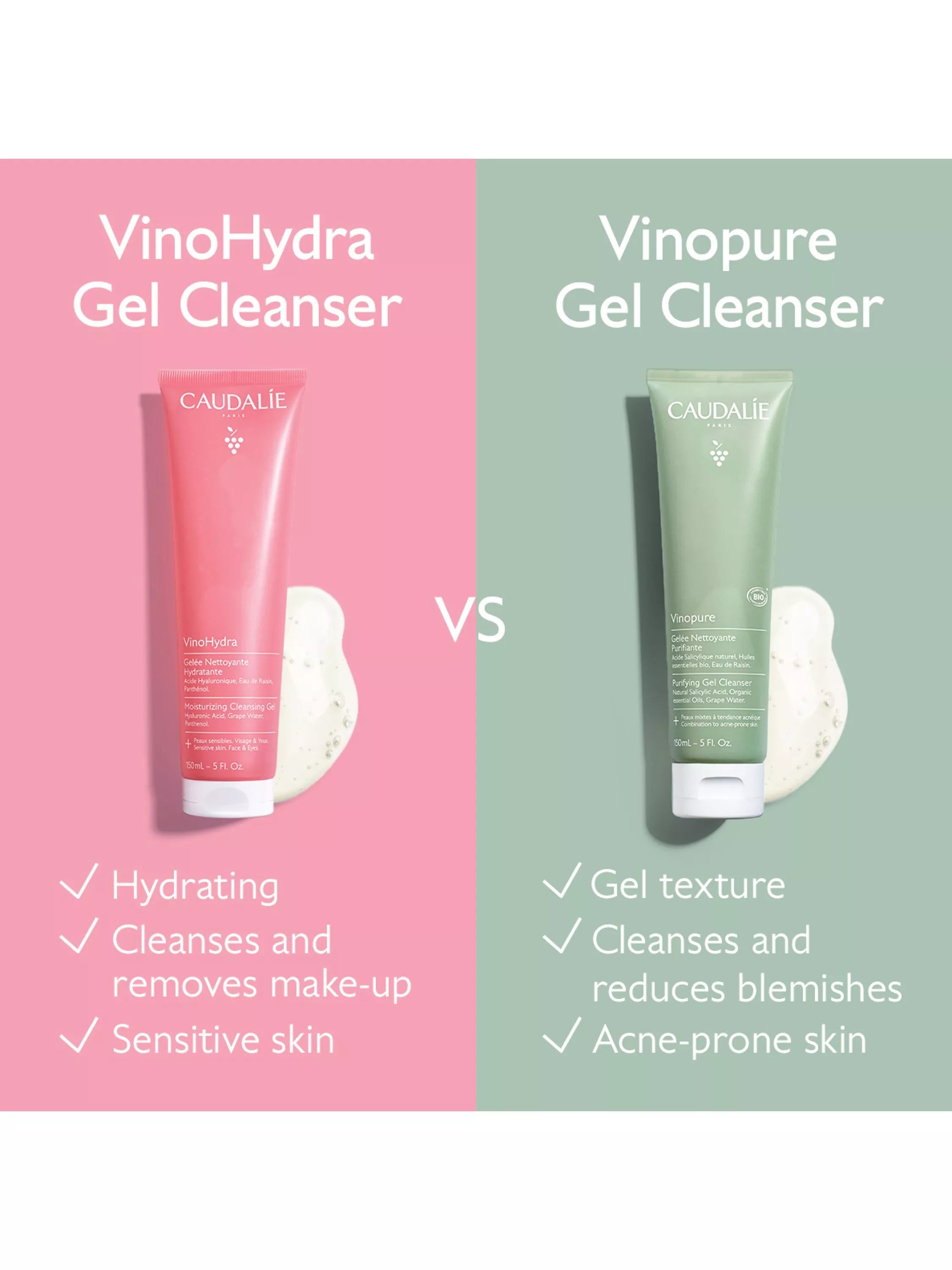 Caudalie VinoHydra moisturising gel cleanser 150ml, imported from the UK