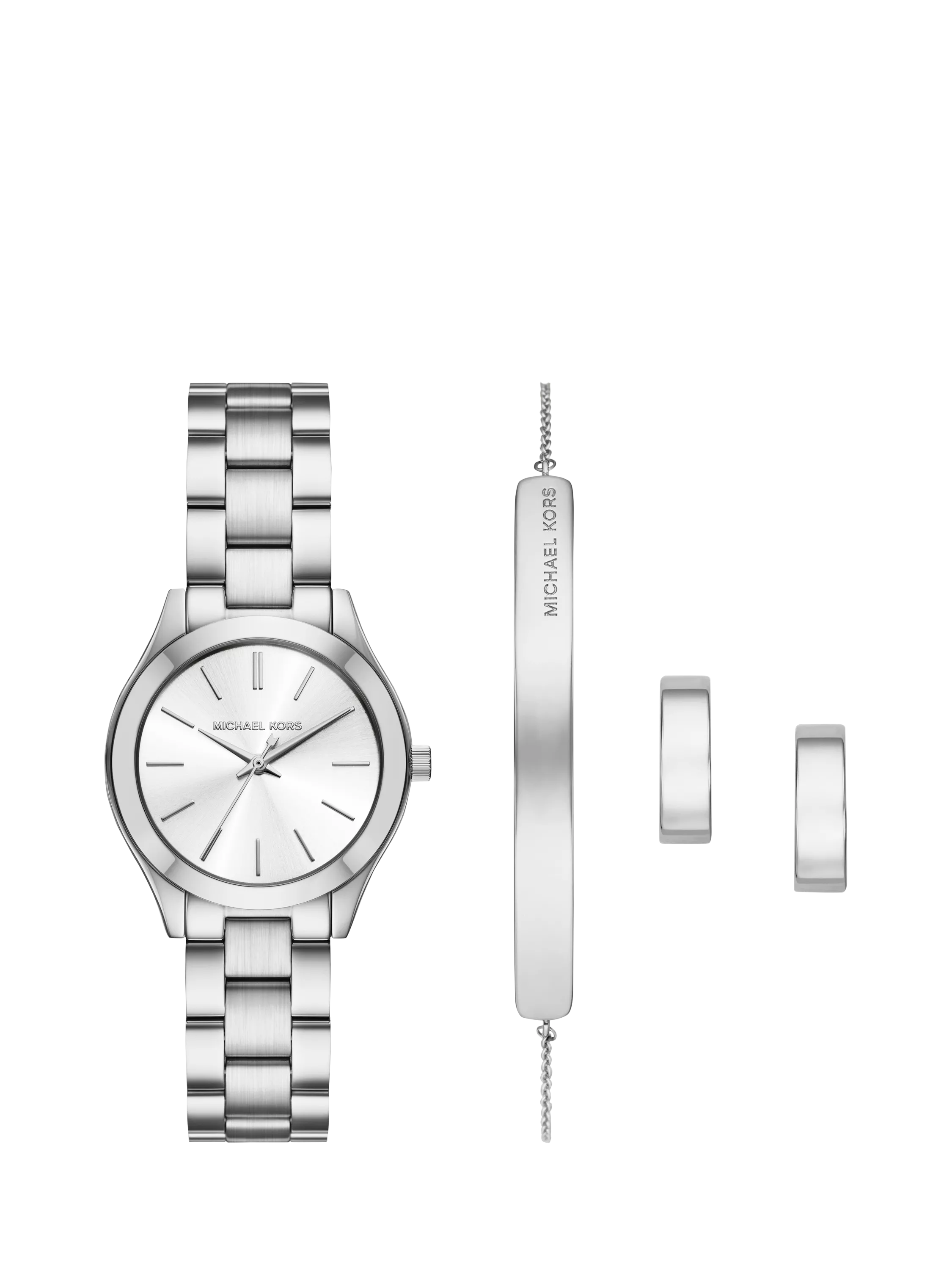 Michael Kors silver watch gift set Slim Runway, imported from the UK