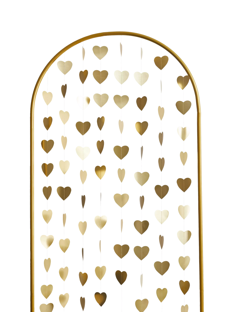 Hootyballoo golden hearts hanging backdrop for parties, UK version