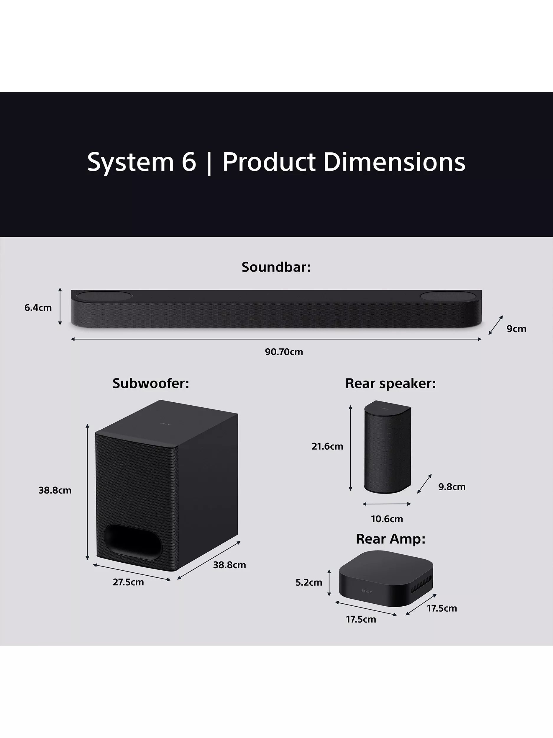 Sony BRAVIA soundbar with wireless subwoofer and rear speakers, UK version