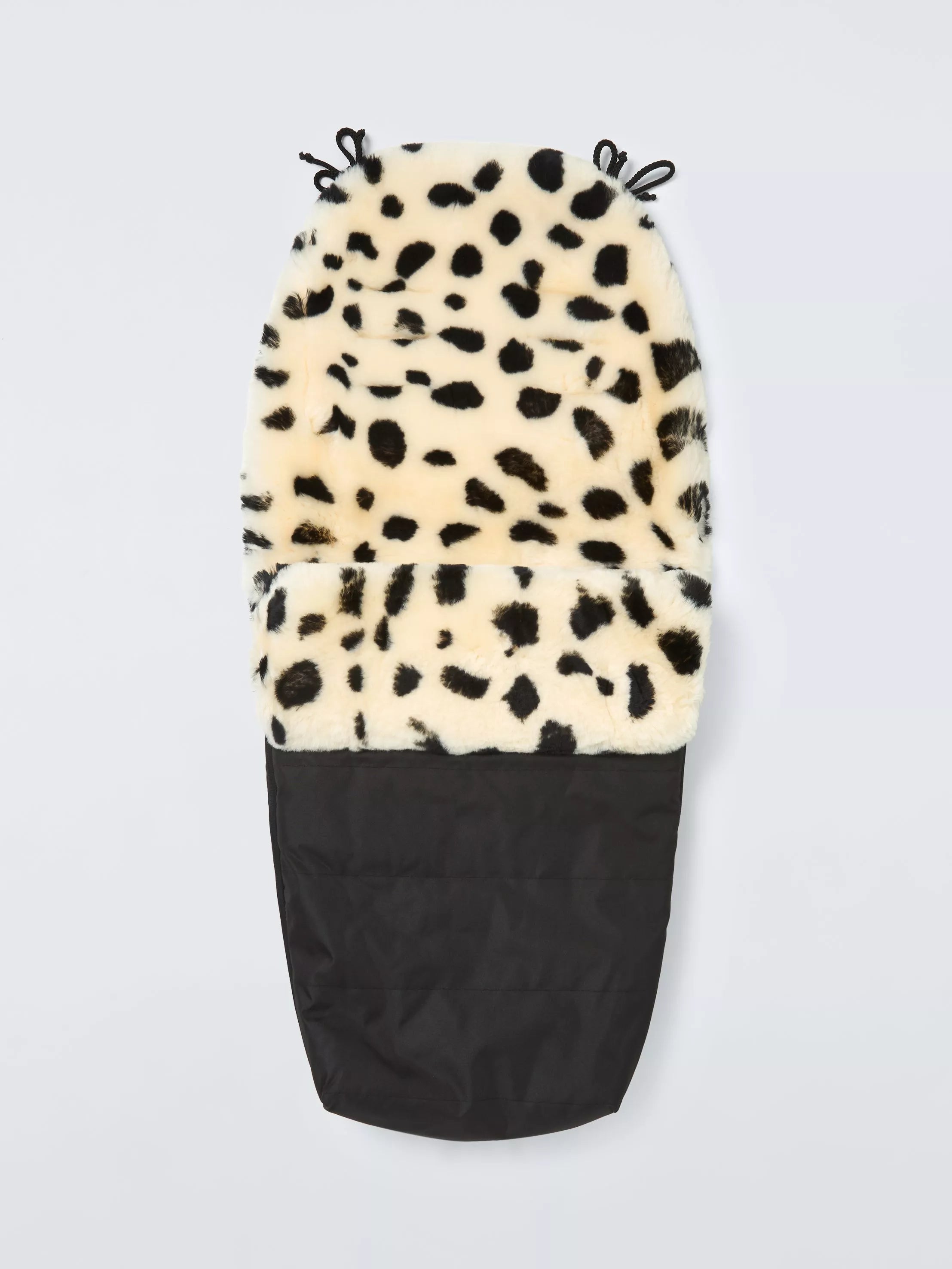 John Lewis sheepskin footmuff leopard spot, imported from the UK