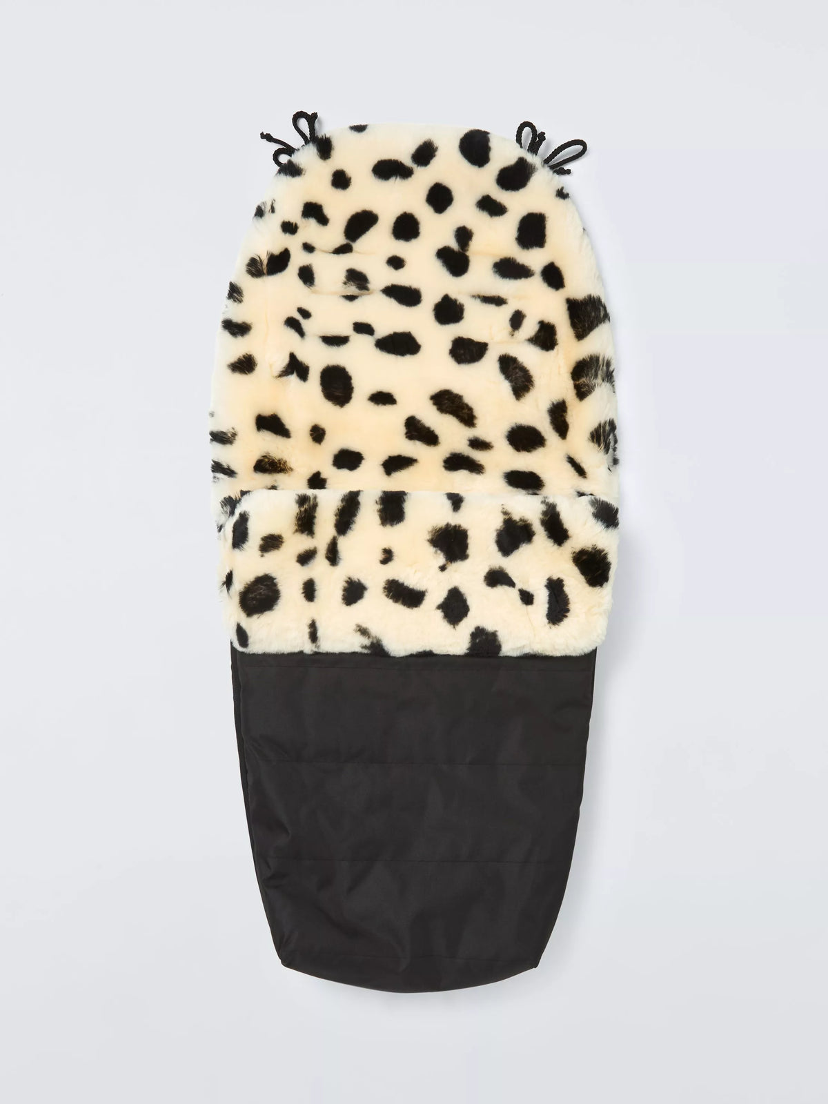 John Lewis sheepskin footmuff leopard spot, imported from the UK
