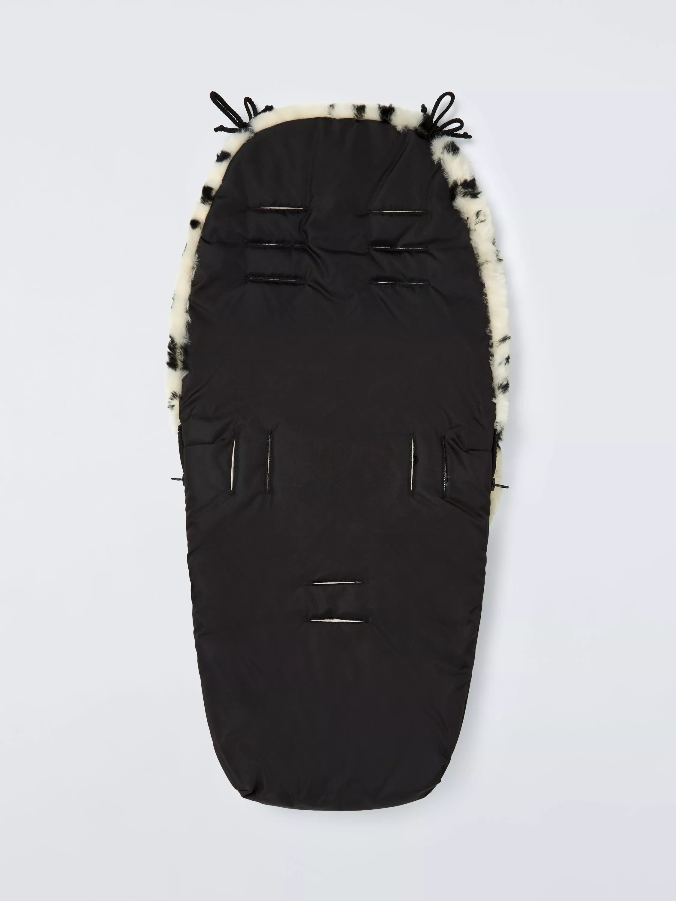 John Lewis sheepskin footmuff leopard spot, imported from the UK
