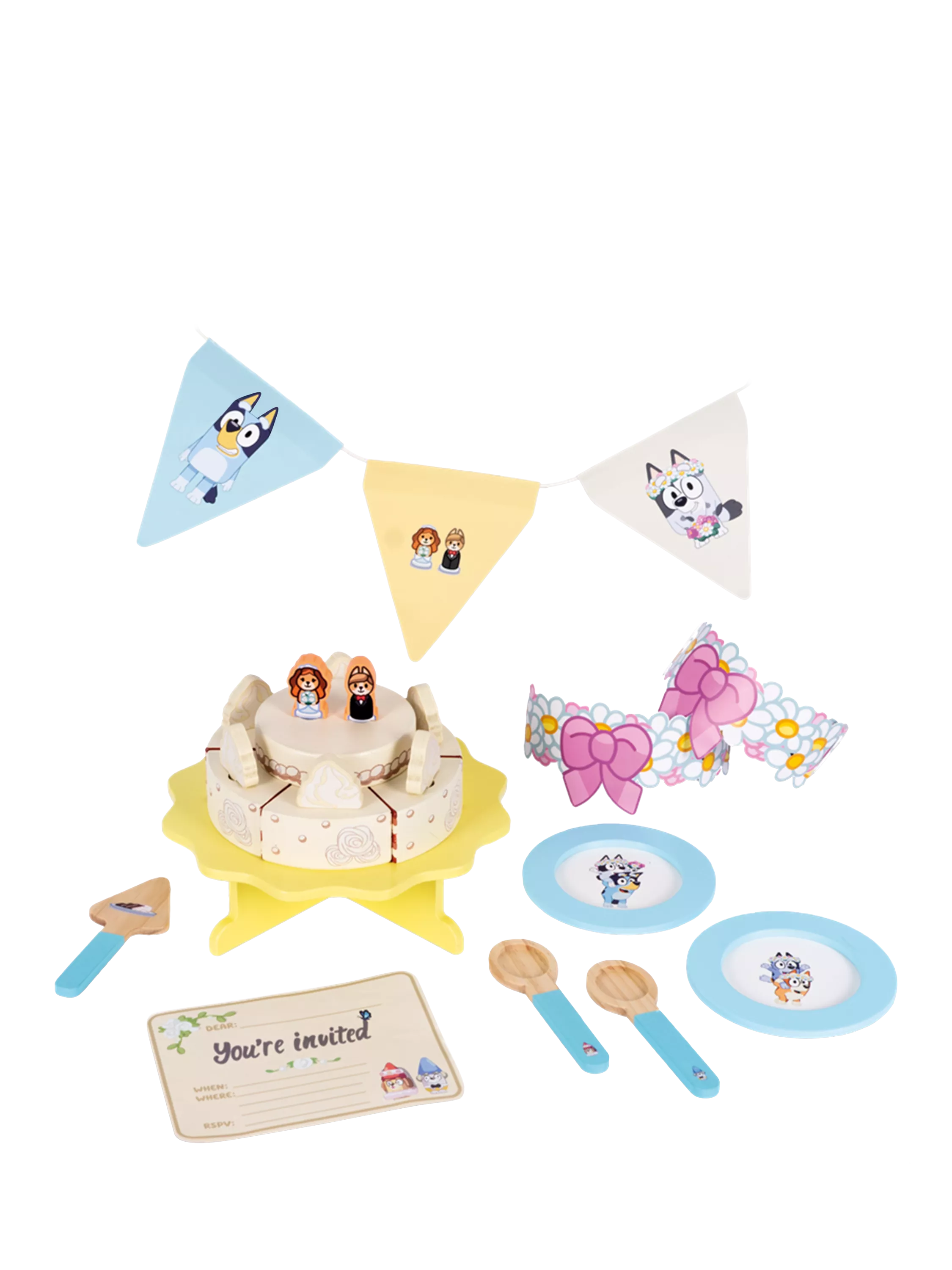 Bluey wooden wedding cake set, UK version