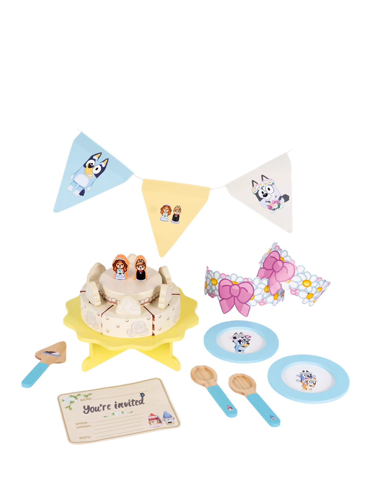 Bluey wooden wedding cake set, UK version