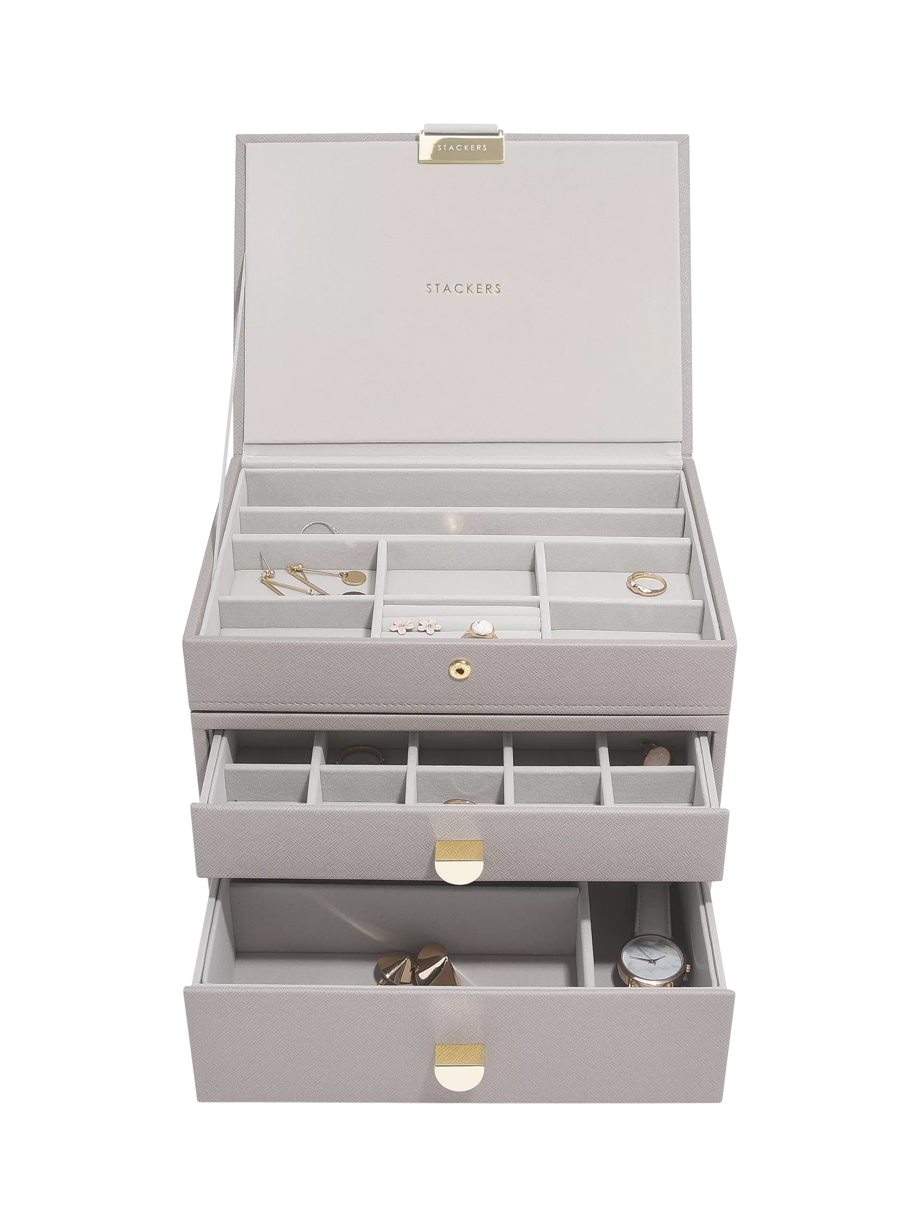Stackers Faux Leather Classic Jewellery Box 2-Drawer Set