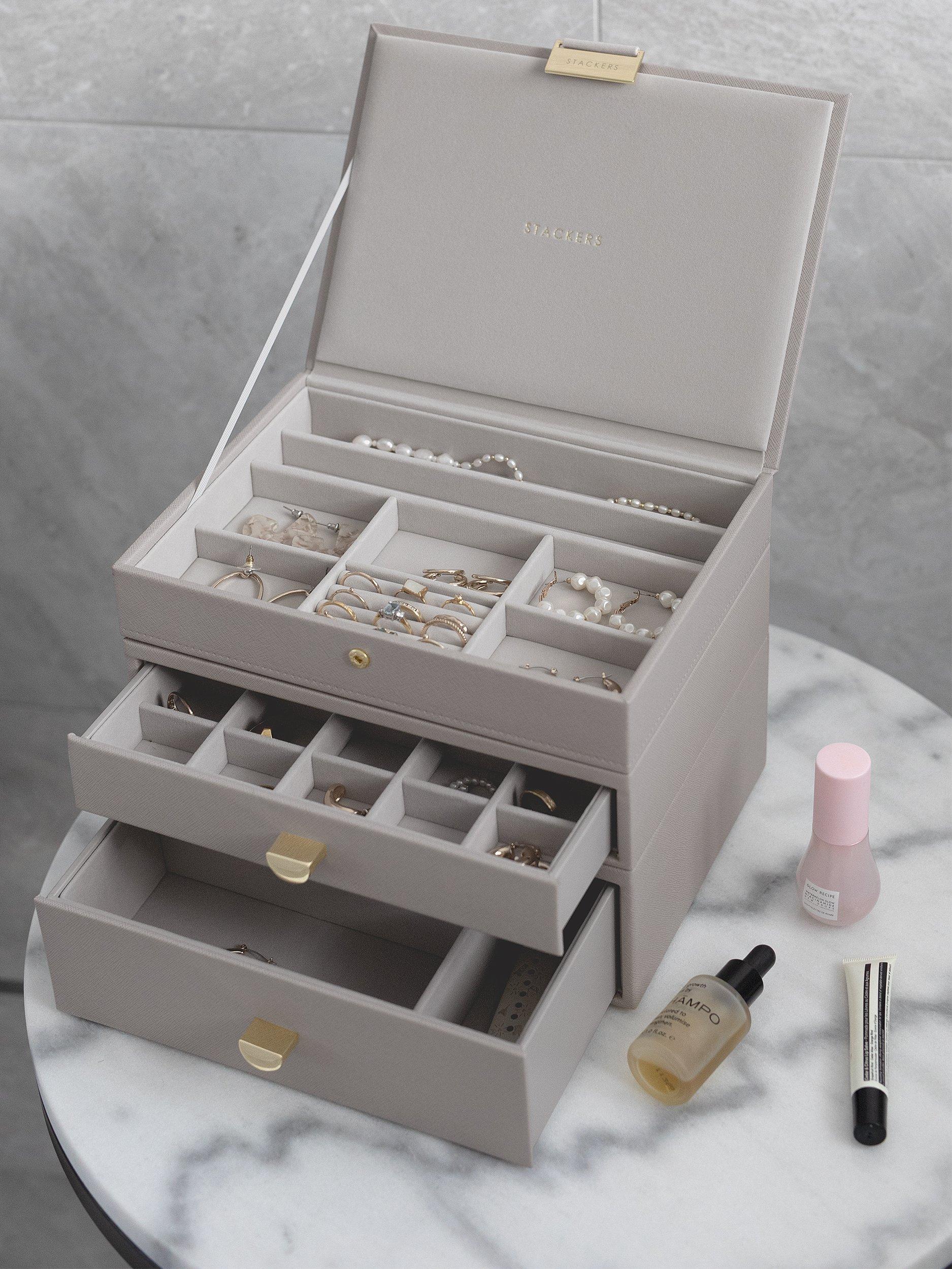 Stackers faux leather classic jewellery box 2-drawer set, UK version