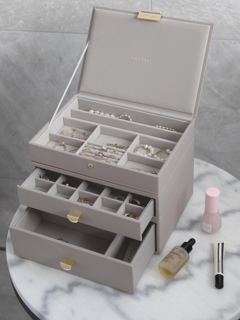 Stackers faux leather classic jewellery box 2-drawer set, UK version