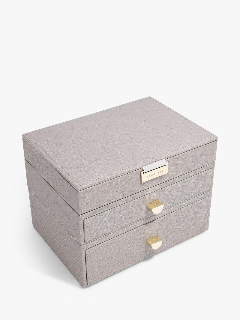 Stackers faux leather classic jewellery box 2-drawer set, UK version