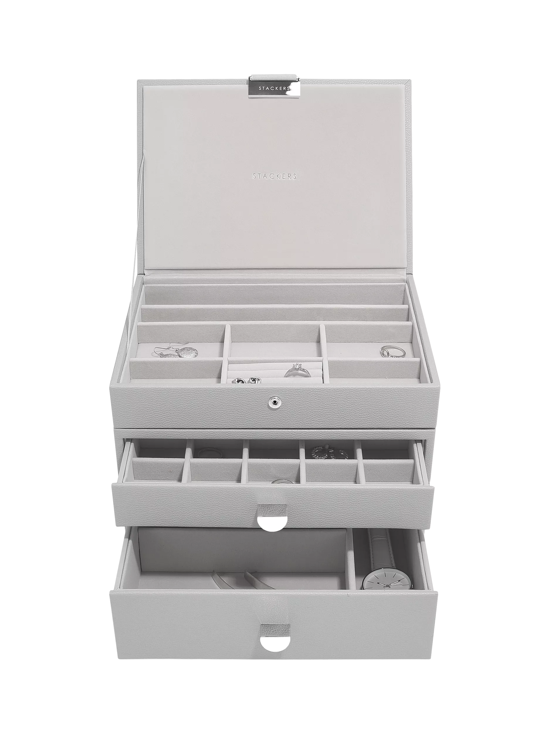 Stackers Faux Leather Classic Jewellery Box 2-Drawer Set