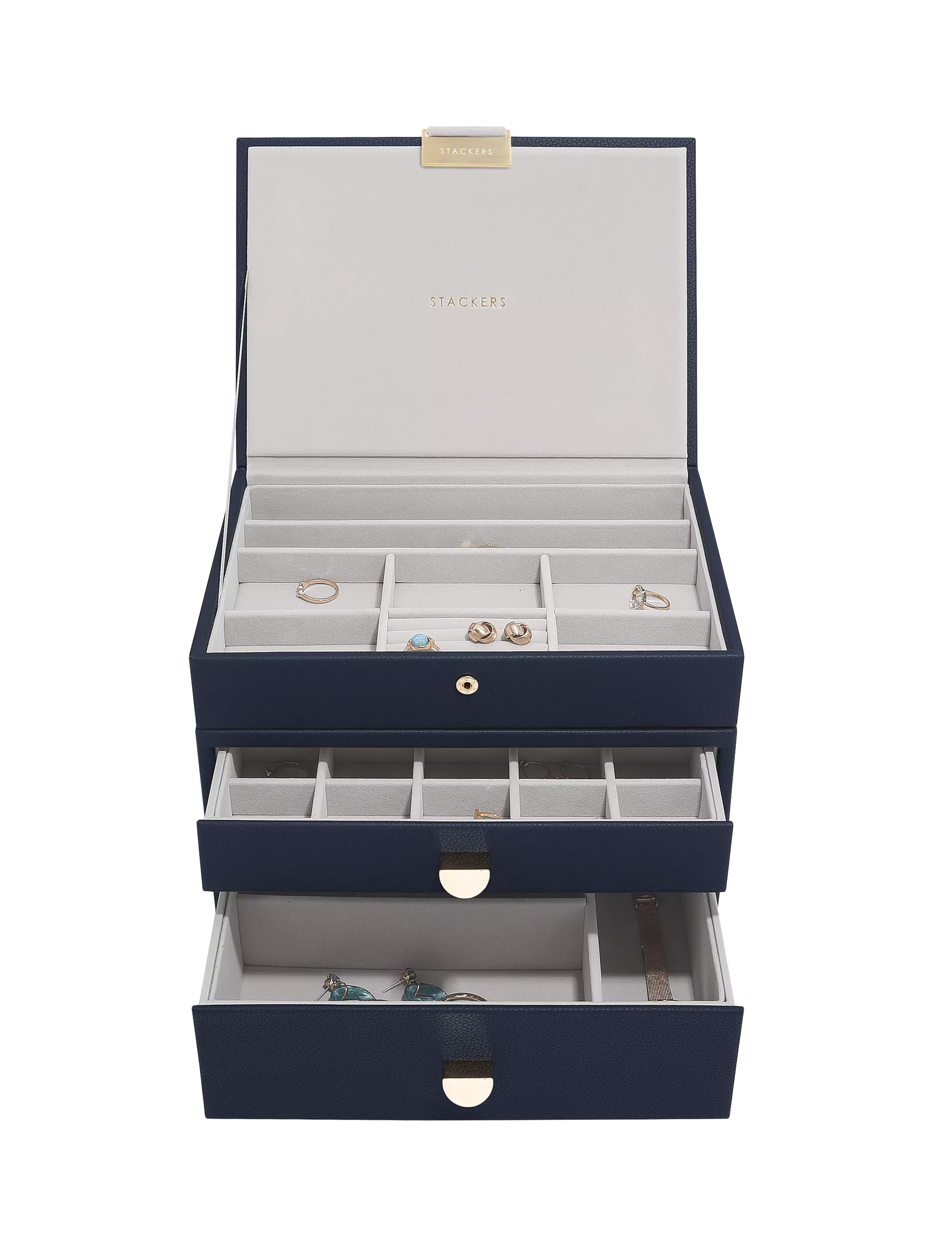 Stackers faux leather classic jewellery box 2-drawer set, UK version