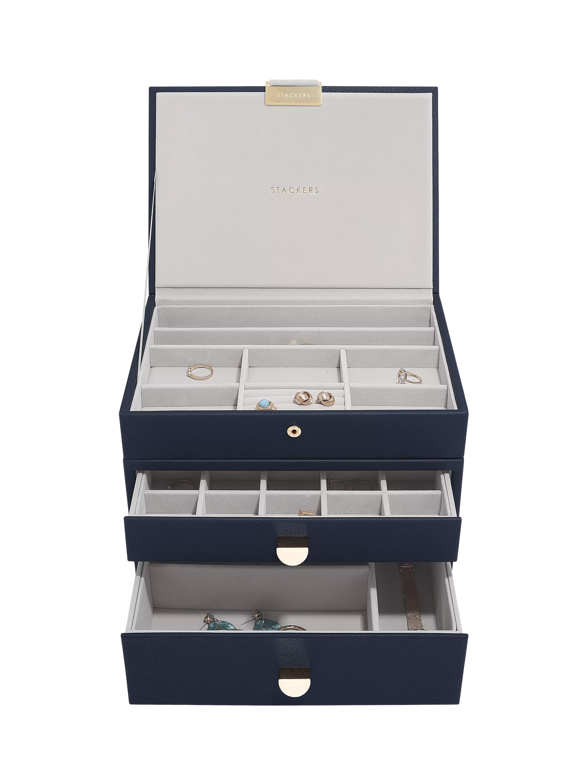 Stackers faux leather classic jewellery box 2-drawer set, UK version